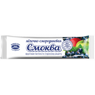 Смоква-фруктовая пастила Яблочная со смородиной, Эко пастила, 30 г