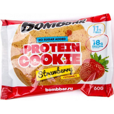 Печенье протеиновое Клубника, Bombbar, 60 г Печенье протеиновое Клубника, Bombbar, 60 г