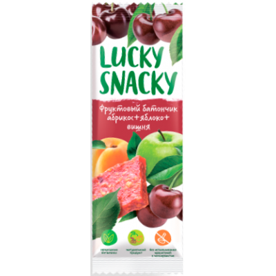 Фруктовый батончик Абрикос-Яблоко-Вишня, Lucky Snacky, 30 г Фруктовый батончик Абрикос-Яблоко-Вишня, Lucky Snacky, 30 г