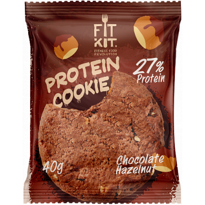 Протеиновое печенье Шоколад-Фундук, FitKit, 40 г Протеиновое печенье Шоколад-Фундук, FitKit, 40 г