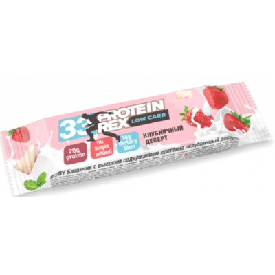 Батончик протеиновый Low Carb 33% Клубничный десерт, Proteinrex, 60 г Батончик протеиновый Low Carb 33% Клубничный десерт, Proteinrex, 60 г