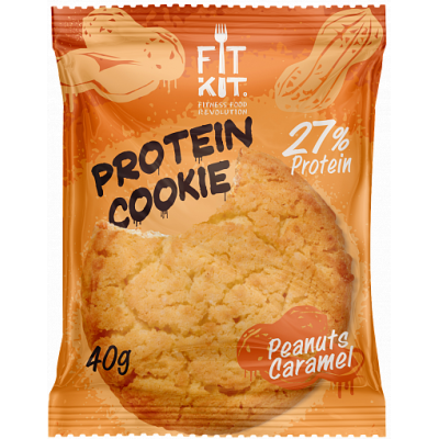 Протеиновое печенье Арахис-Карамель, FitKit, 40 г Протеиновое печенье Арахис-Карамель, FitKit, 40 г