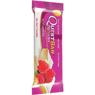 Протеиновый батончик White Chocolate Raspberry Малина в белом шоколаде, Questbar, 60 г