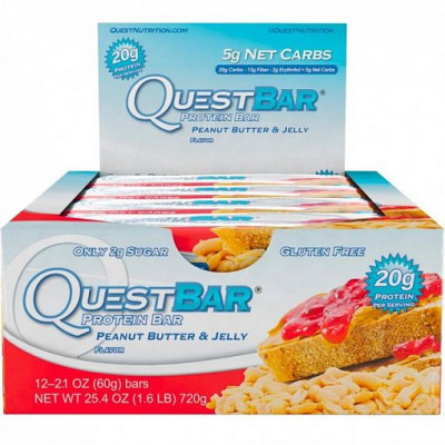 Протеиновый батончик Peanut butter-jelly Арахисовое масло и Желе, Questbar, 60 г Протеиновый батончик Peanut butter-jelly Арахисовое масло и Желе, Questbar, 60 г