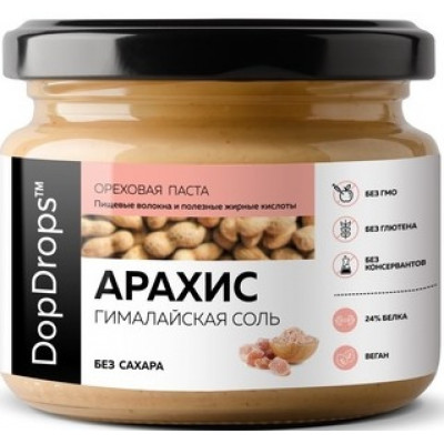 Паста Арахисовая с Гималайской розовой солью, DopDrops, 250 г, ст/б