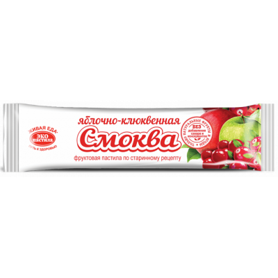 Смоква-фруктовая пастила Яблочная с клюквой, Эко пастила, 30 г Смоква-фруктовая пастила Яблочная с клюквой, Эко пастила, 30 г
