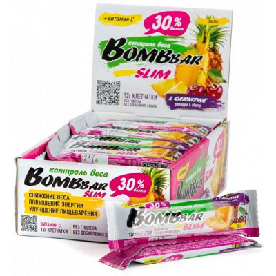 Протеиновый батончик SLIM (L-carnitine, ананас и вишня), Bombbar, 35 г Протеиновый батончик SLIM (L-carnitine, ананас и вишня), Bombbar, 35 г