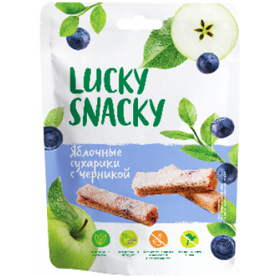Пастилки Яблочные завитки с черникой, Lucky Snacky, 20 г